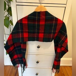 Johnstons Of Elgin 100% Wool Red And Green Scarf Made In Scotland